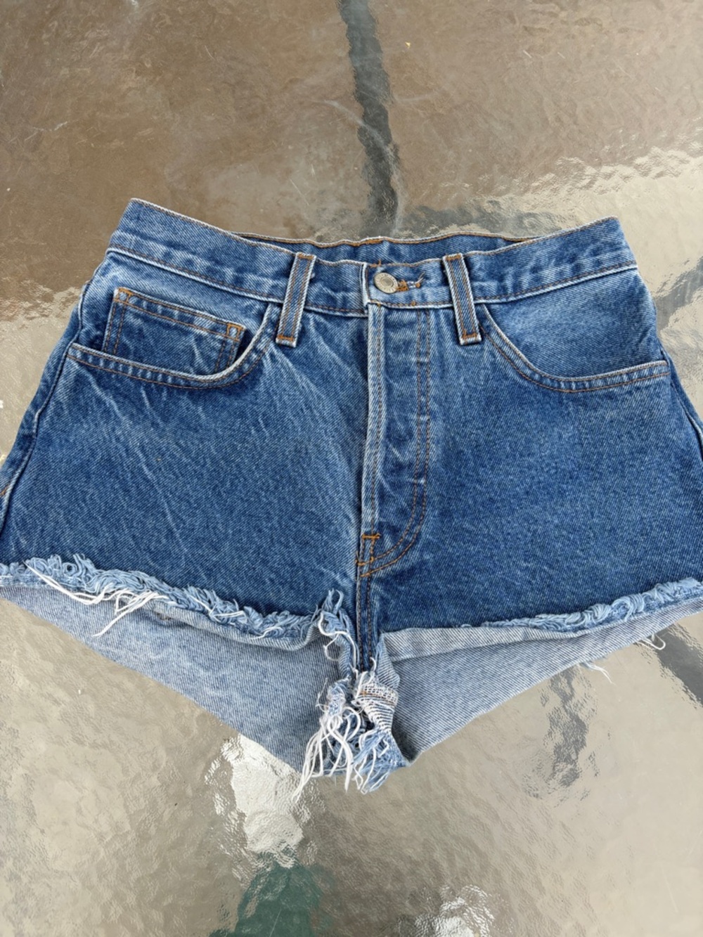 PacSun John Galt California Blue High-Waist Frayed Hem Denim Shorts